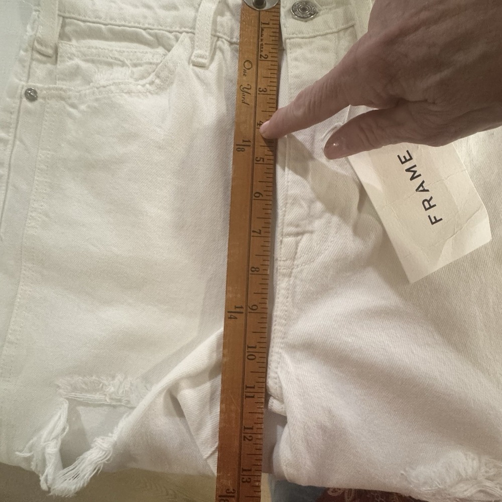 Frame Le Jane Jeans Women's 26 Cream Denim High Rise Frayed Hem Wide-Leg NWT$278 - Picture 11 of 13